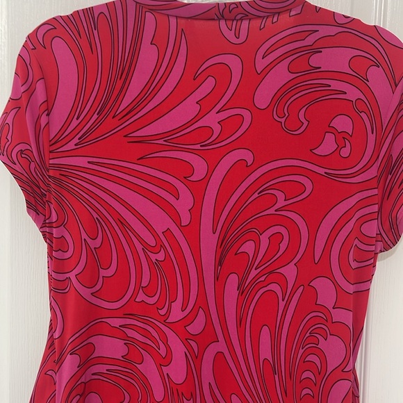 Michael by Michael Kors Red and Pink Print High-Low Wrap Dress - Picture 7 of 7